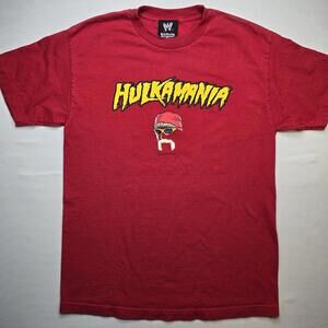Vintage Hulkamania Shirt Mens Medium Red WWE 2002 Wrestling Graphic 2000s
